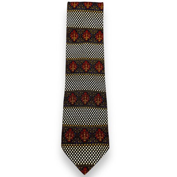 Tutto Matto Mens Silk Dress‎ Tie Made in Italy Red Geometric Pattern 58 3.75 - Picture 4 of 10